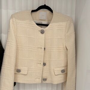Elegant Cream Textured Women's Jacket